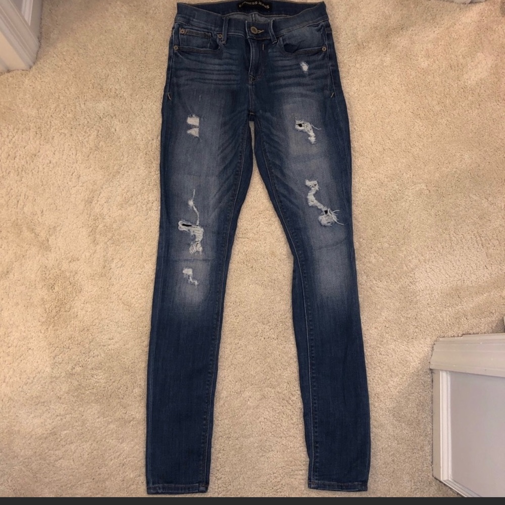 Express Distressed Skinny Jeans